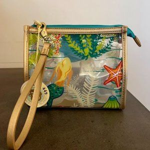 Spartina Golden Mermaid Clear Beach Wristlet